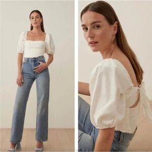 Reformation Barry White Puff Sleeve Top